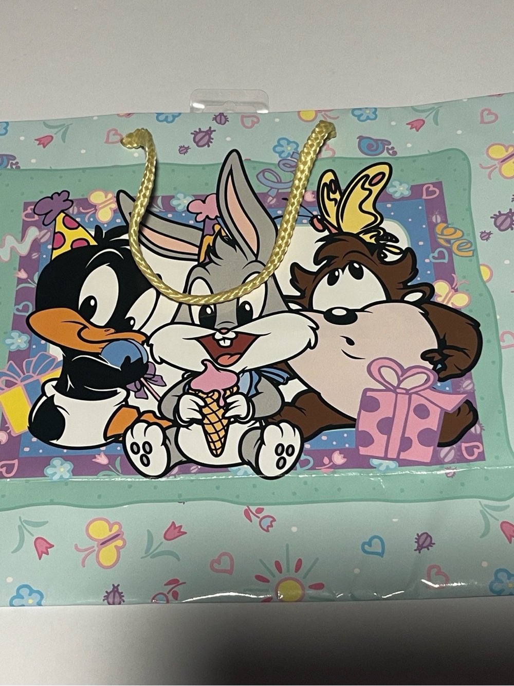 Vintage 1997 Baby Looney Tunes Gift Bag - Bugs, Daffy, Taz - Warner Bros